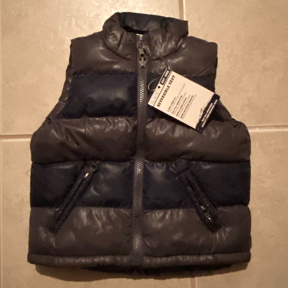 Kids Puffer Vest - Gray and Blue